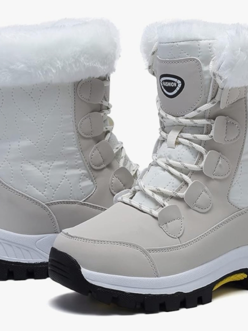 White Women's Winter Lace-Up Snow Boots